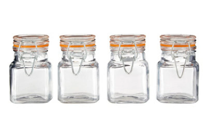 Image of Premier Housewares luca Set of 4 Luca Clip Top Lid Glass Jars Clear