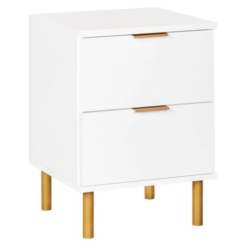 Image of Beliani 2 Drawer Bedside Table Walpole White