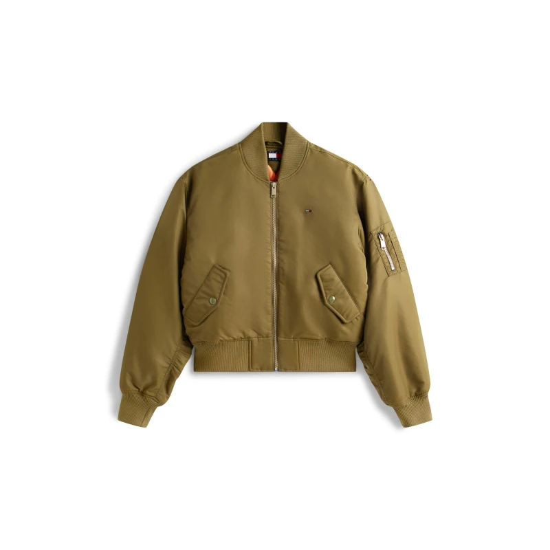 Image of Tommy Jeans Womens Essential Bomber Jacket Tundra Olive female 8 (XS)