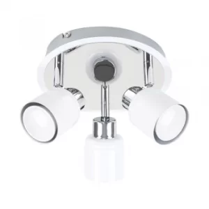 Image of Benton 3-Way Ceiling Spotlight in White and Chrome
