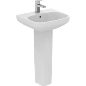 Image of Ideal Standard i. life Basin and Pedestal 55cm 1 Tap Hole in White Ceramic