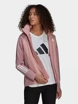 Image of adidas Bsc 3-stripes Rain.rdy Jacket, Red Size M Women