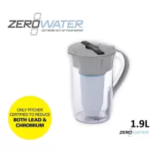 Image of ZeroWater 8 cup / 1.9L Round Flip-to-Fill Water Filter Pitcher - Grey