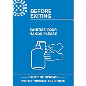 Image of Seco Health & Safety Poster Before exiting, sanitise your hands Semi-Rigid Plastic 21 x 29.7 cm