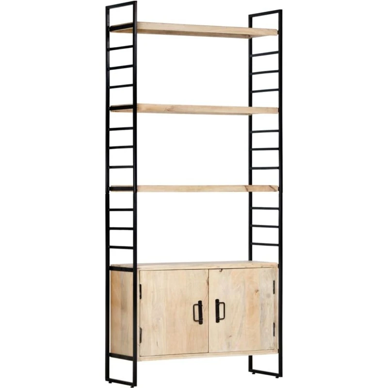 Image of vidaXL Solid Mango Wood 4-Tier Bookcase 80cm Book Racks Display Unit Cabinet