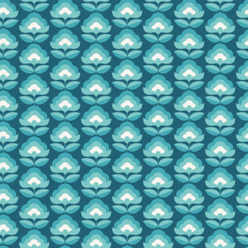 Image of Hoopla Walls Retro Flower Teal Mix Smooth Matt Wallpaper