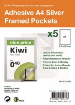 Image of S/Adhesive A4 Silver Display Frames w/ Magnetic Closure Pk5