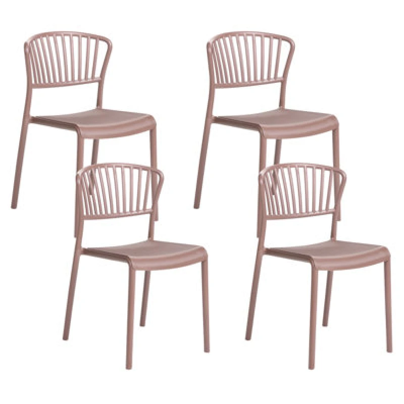 Image of Beliani Set Of 4 Garden Chairs Gela Brown