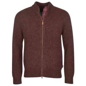 Image of Barbour Mens Calder Knitted Zip Thru Winter Red XXL