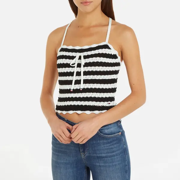 Image of Tommy Jeans Crochet Striped Cotton Top - S