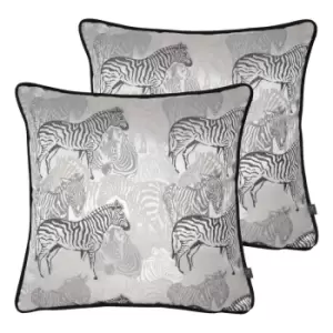 Image of Prestigious Textiles Damara Twin Pack Polyester Filled Cushions Dusk