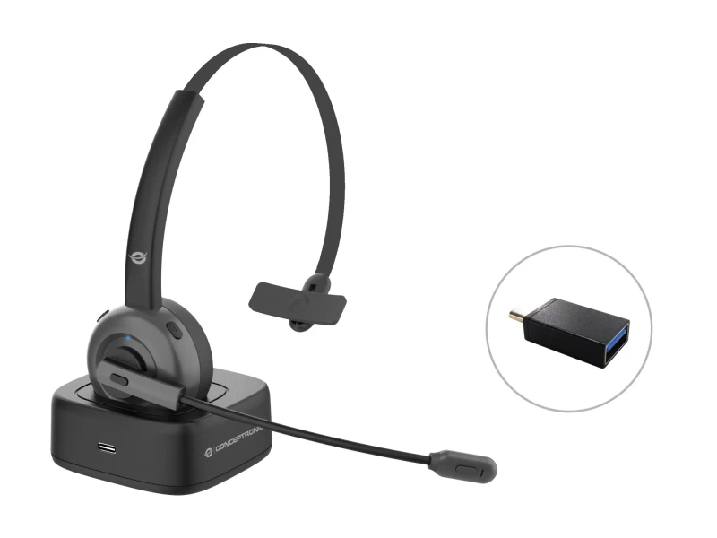 Image of Conceptronic POLONA Wireless Bluetooth Headset with Charging Dock