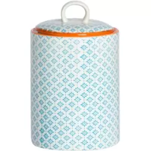 Image of Nicola Spring - Hand-Printed Kitchen Canister - 15.5cm - Blue