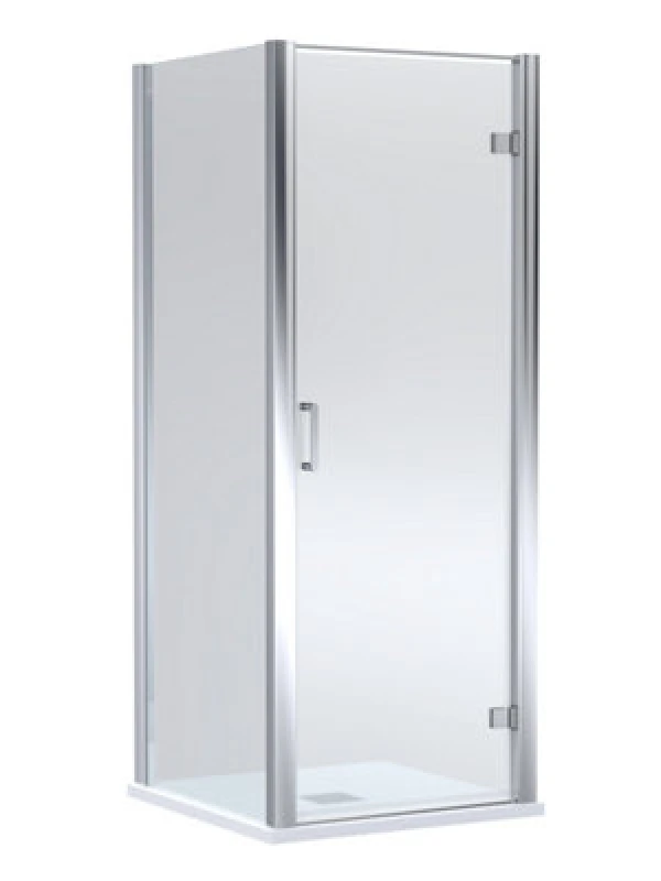 Image of Balterley Hinged Shower Door & Slimline Tray: 900x900mm Chrome/White in Silver Silver Unisex