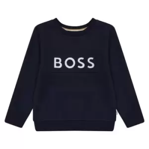 Image of Boss Logo Crew Sweater Junior Boys - Blue