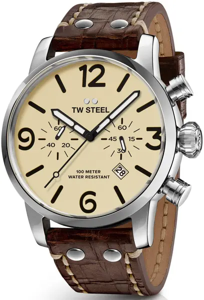 Image of TW Steel Watch Maverick Chronograph 45mm - Cream TW-402