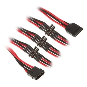 Image of BitFenix Molex to 4x SATA Adapter 20cm - sleeved black/red/black