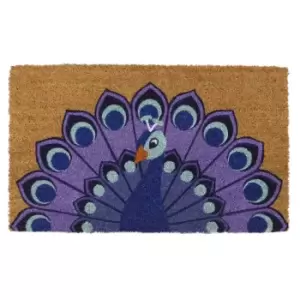 Image of JVL Eco-friendly Latex Backed Coir Door Mat, Peacock