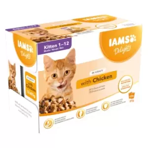 Image of Iams Delights Kitten Chicken Cat Food 12 x 85g