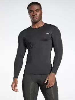 Image of Reebok Workout Ready Compression Long-Sleeve Top Long-Sleeve Top, Grey, Size L, Men