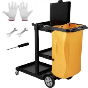 Image of VEVOR Janitorial Trolley Cleaning Cart with PVC Bag and Cover for Housekeeping