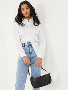 Image of Quiz White Long Line Shirt - 8