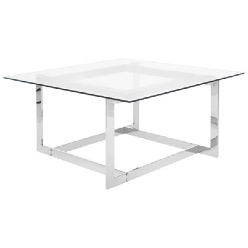 Image of Beliani Coffee Table Crystal Tempered Glass Silver