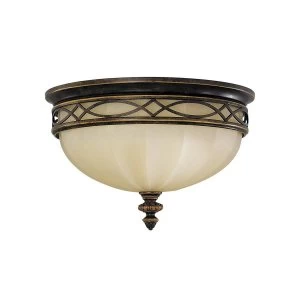 Image of 3 Light Flush Ceiling Light Walnut, E27