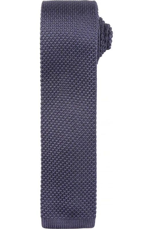 Image of Premier Premier Men Slim Textured Knit Effect Tie in Dark Grey Dark Grey One Size Male 5057080771042
