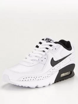 Image of Nike Air Max 90 Swooshfetti Pack Junior Trainers - White/Black