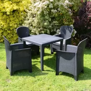 Image of Salerno 4 Seater Dining Set with Sicily Chairs Grey