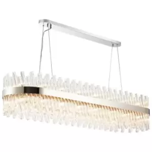 Image of Luminosa Kalih 36 Light G9, Ceiling Pendant Oblong, Polished Nickel, Clear Item Weight: 33.98kg