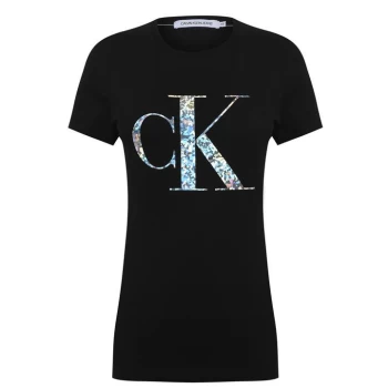 Image of Calvin Klein Jeans Metallic Logo T Shirt - BAE Black