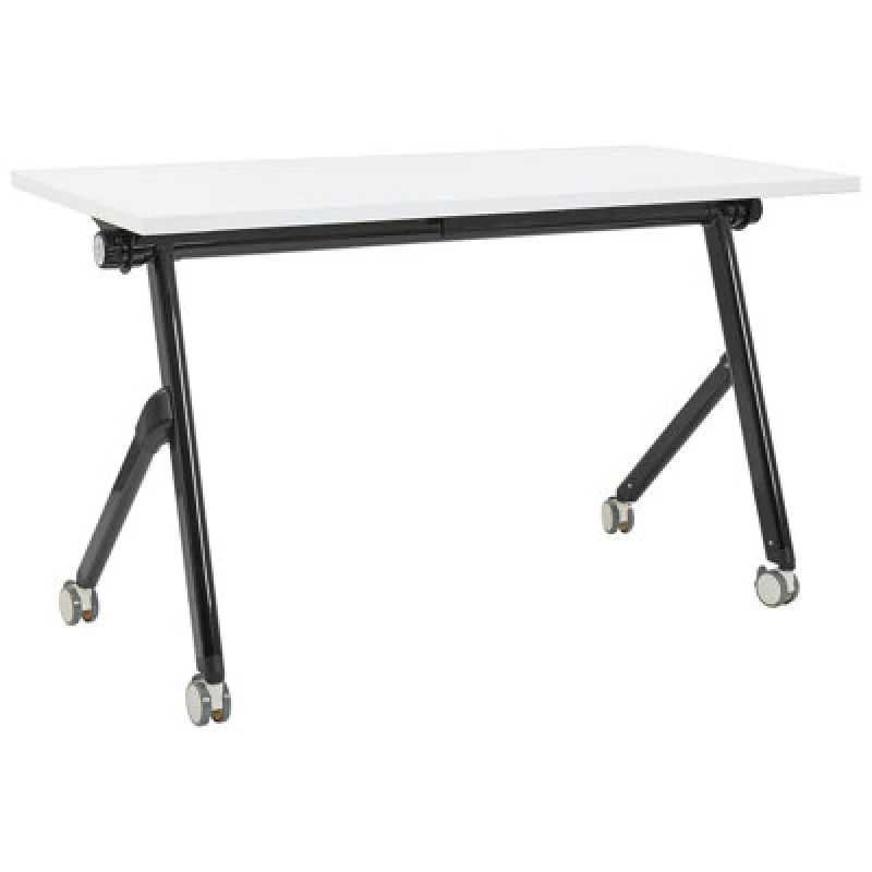 Image of Beliani Foldable Office Desk Bendi White 120 Cm 60 Cm With Wheels