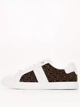 Image of Calvin Klein Monogram Logo Trainer - White, Size 37, Women