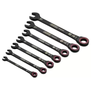 Image of Draper Expert HI-TORQ Metric Ratchet Combination Spanner Set, Black (7 Piece)
