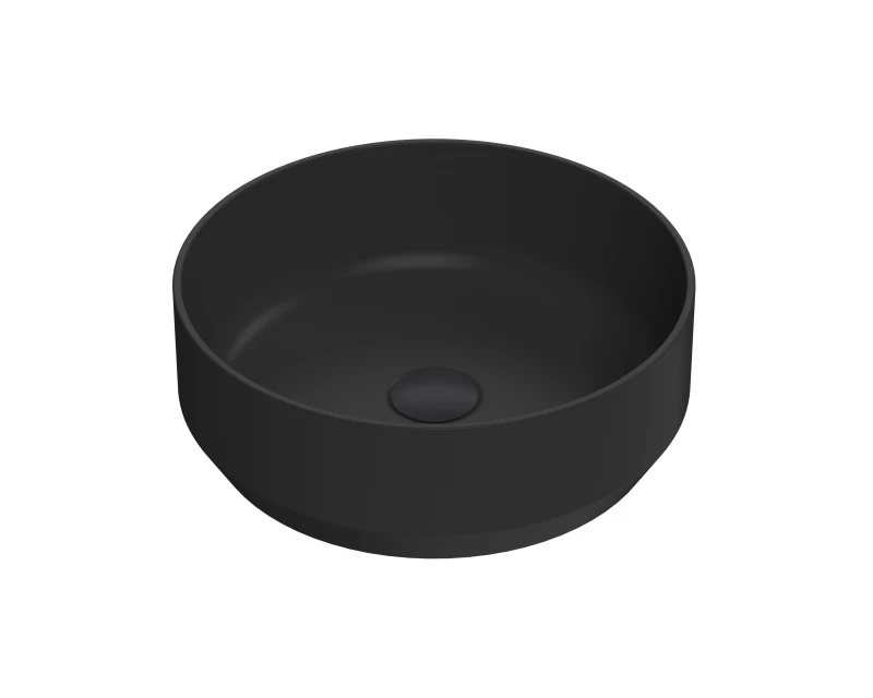 Image of Balterley Round Ceramic Countertop Vessel Without Overflow Matt Black 350mm Black