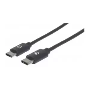 Image of Manhattan USB-C to USB-C Cable 50cm Male to Male Black 480 Mbps (USB 2.0) Equivalent to Startech USB2CC50CM Hi-Speed USB Lifetime Warranty Polybag