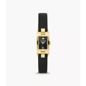 Image of Kate Spade New York Womens Brookville Three-Hand Leather Watch - Black