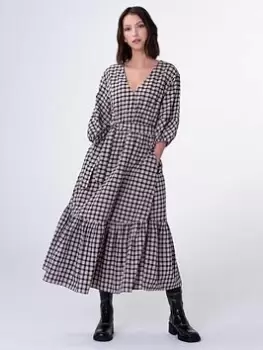 Image of Aligne Gypsophelia Check Midi Dress - Black/Multi