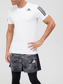 Image of adidas 3 Stripe Techfit Baselayer Short Sleeve T-Shirt - White, Size S, Men