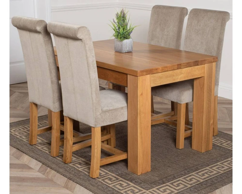 Image of Thats Furniture Dakot 127 x 82cm Oak Small Dining Table & 4 Washington Fabric Chairs in Grey Size: 127 x 82cm Grey Unisex 127 x 82 cm