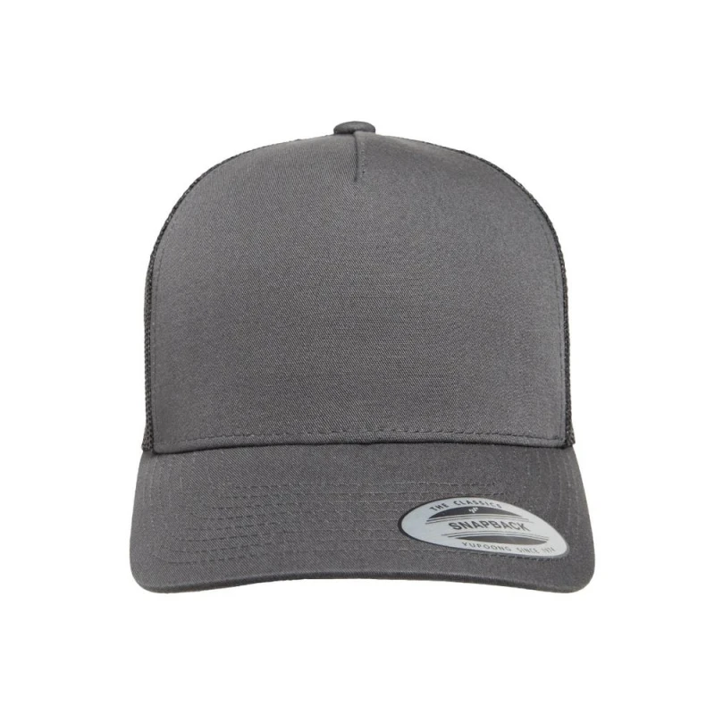 Image of Flexfit by Yupoong 5 Panel Retro Trucker Cap in Charcoal Charcoal Unisex One Size