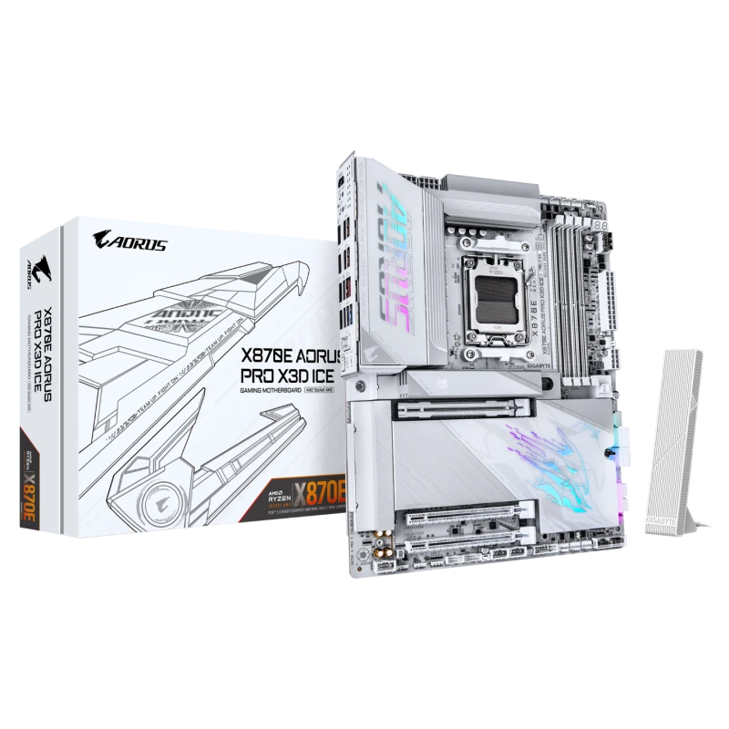 Image of Gigabyte X870E AORUS PRO X3D ICE AMD Ryzen AM5 ATX DDR5 WiFi7 Motherboard - Socket AM5