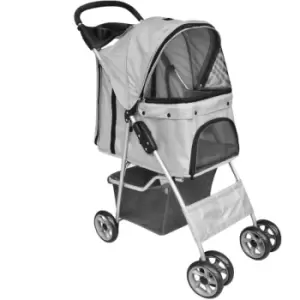 Image of Vidaxl - Folding Pet Stroller Dog/Cat Travel Carrier Grey Grey