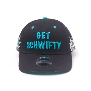 Image of Rick And Morty - Embroidered Get Schwifty Unisex Pop-Lock Fitting Strap Cap - Black/Turquoise