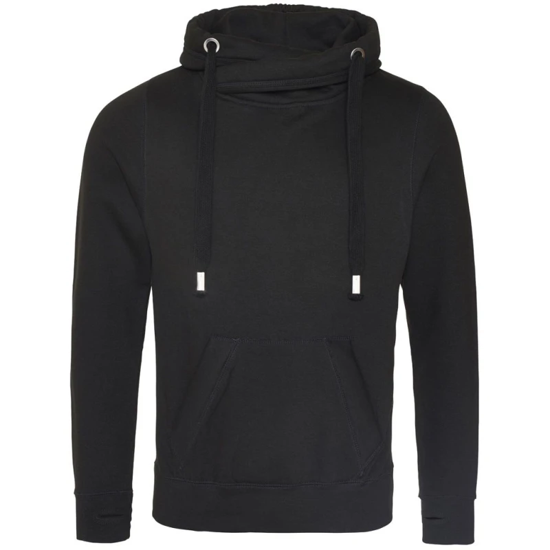 Image of AWDis AWDis Men Cross Neck Hoodie in Jet Black Size: X-Small Jet Black XS Male 5059958506596