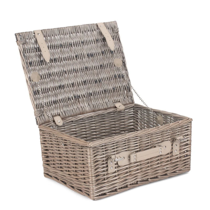 Image of Red Hamper Wicker 40cm Antique Wash Picnic Basket in Grey Grey Unisex