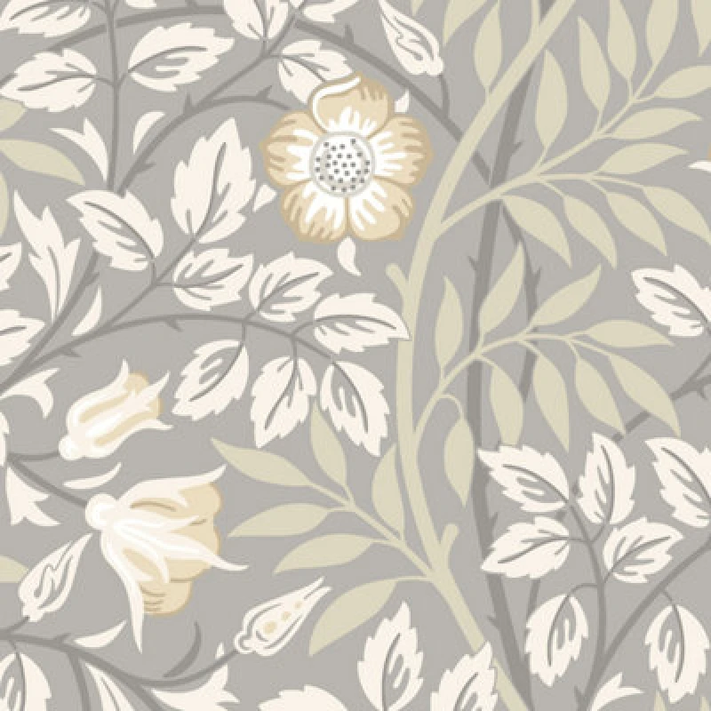 Image of Hoopla Walls Rosehip Trail Grey Stone Smooth Matt Wallpaper