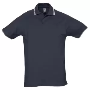 Image of SOLS Mens Practice Tipped Pique Short Sleeve Polo Shirt (L) (Navy/White)